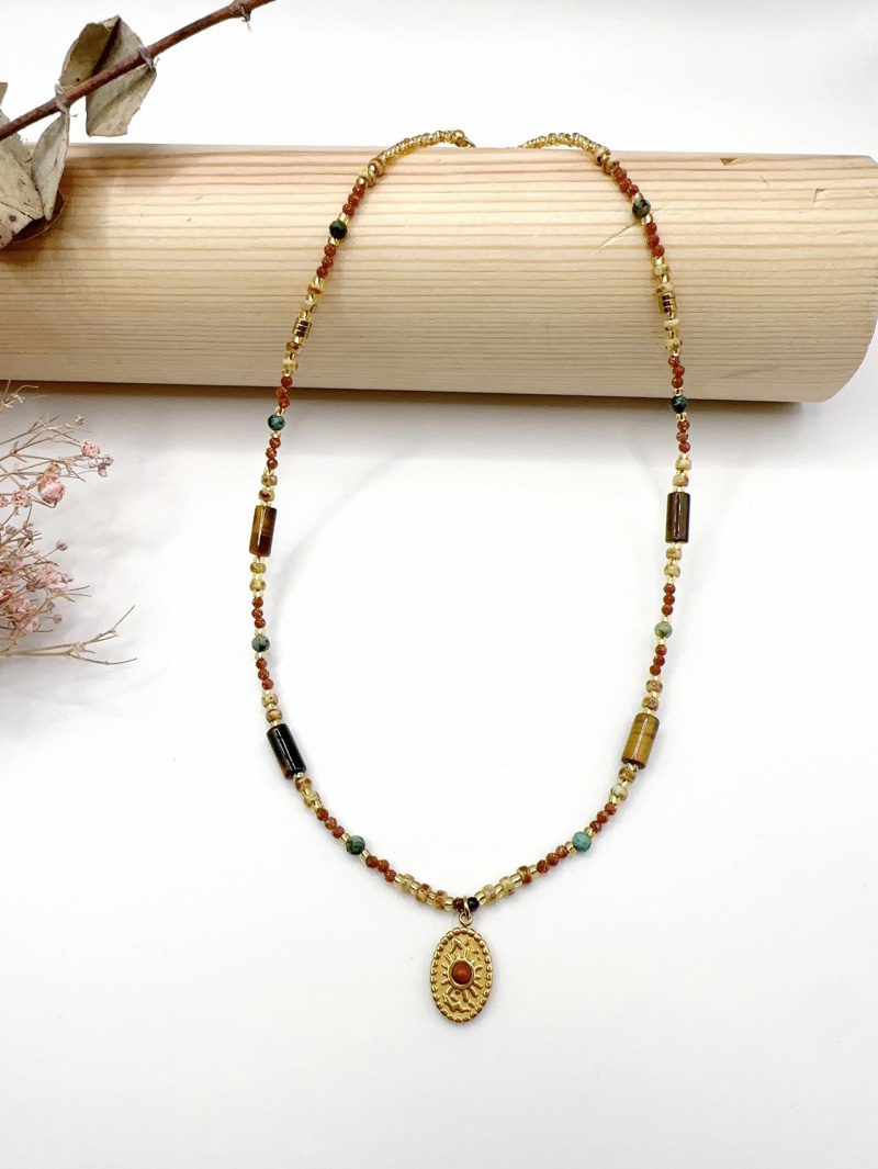 Mayorista H&T Bijoux - Collar de acero y piedras.
