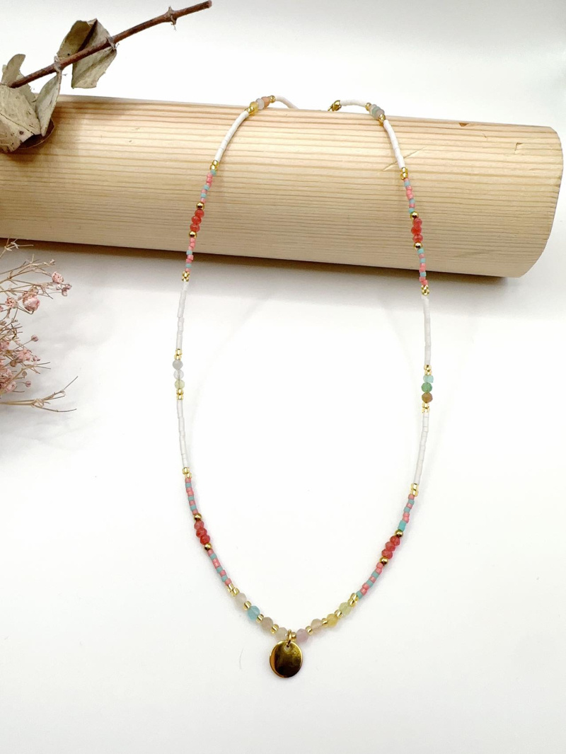 Mayorista H&T Bijoux - Collar de acero y piedras.
