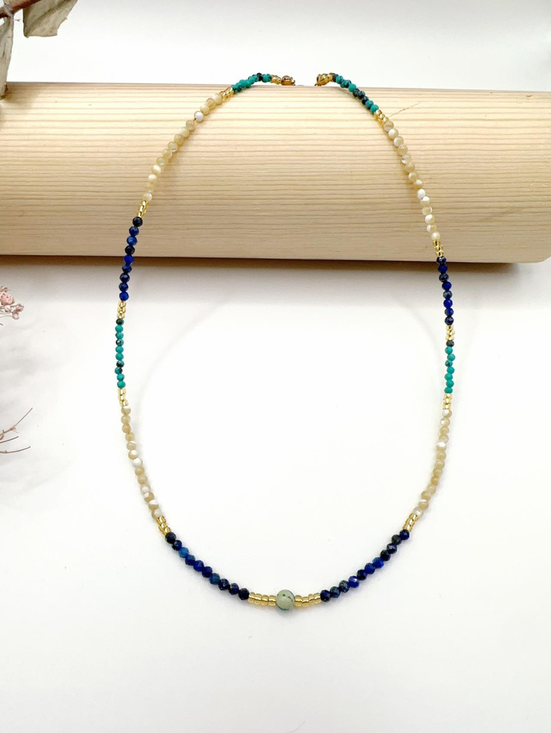 Mayorista H&T Bijoux - Collar de acero y piedras.