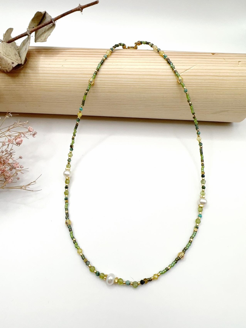 Mayorista H&T Bijoux - Collar de acero y piedras.