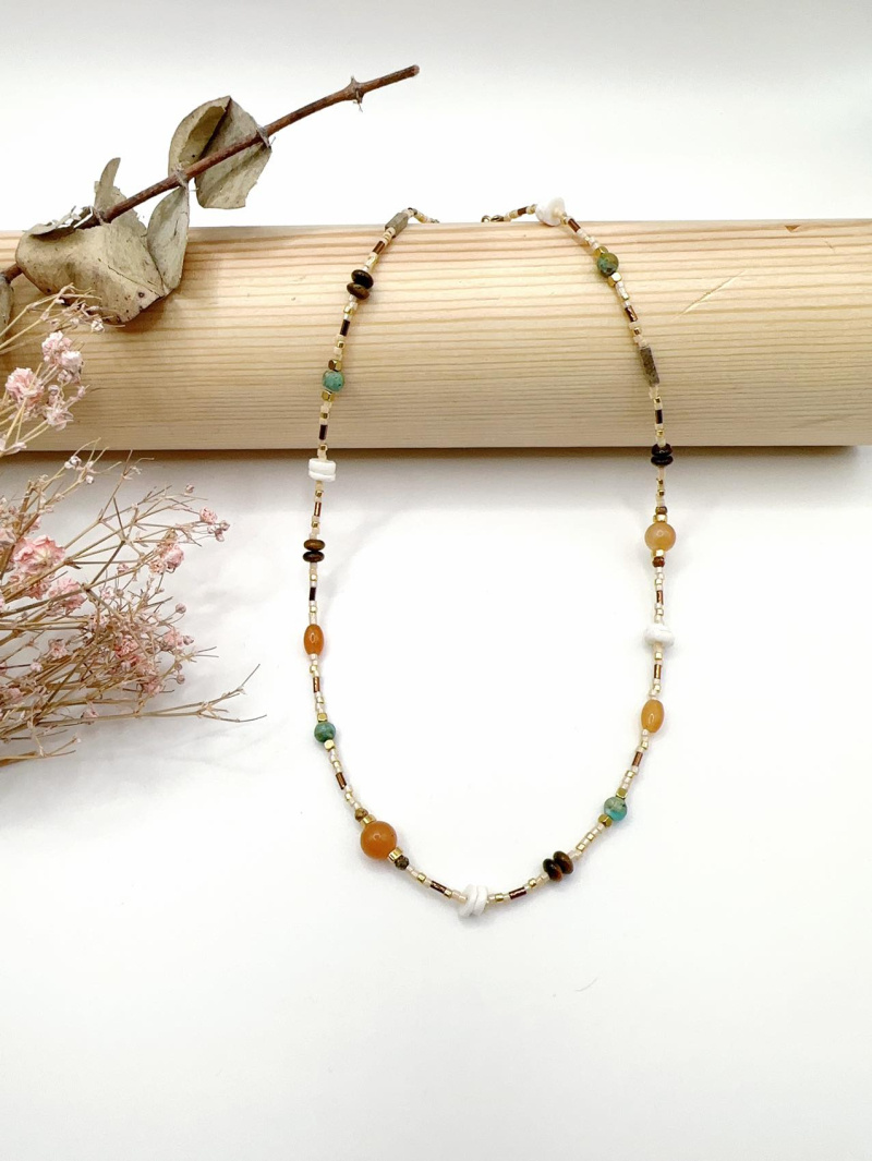 Mayorista H&T Bijoux - Collar de acero y piedras.