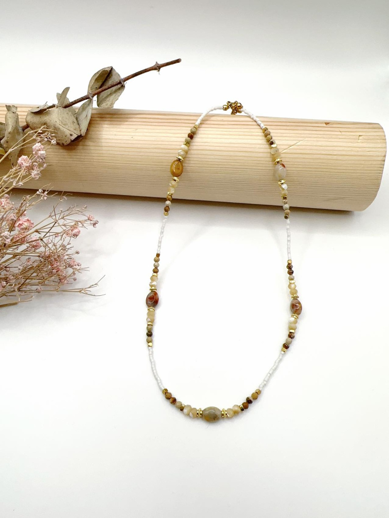 Mayorista H&T Bijoux - Collar de acero y piedras.
