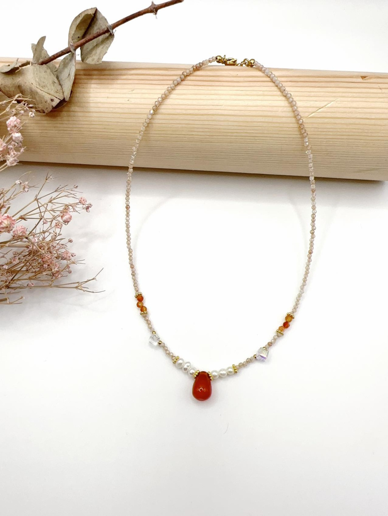 Mayorista H&T Bijoux - Collar de acero y piedras.