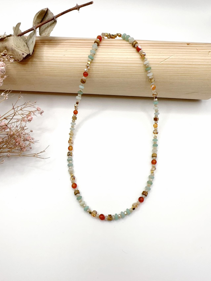 Mayorista H&T Bijoux - Collar de acero y piedras.