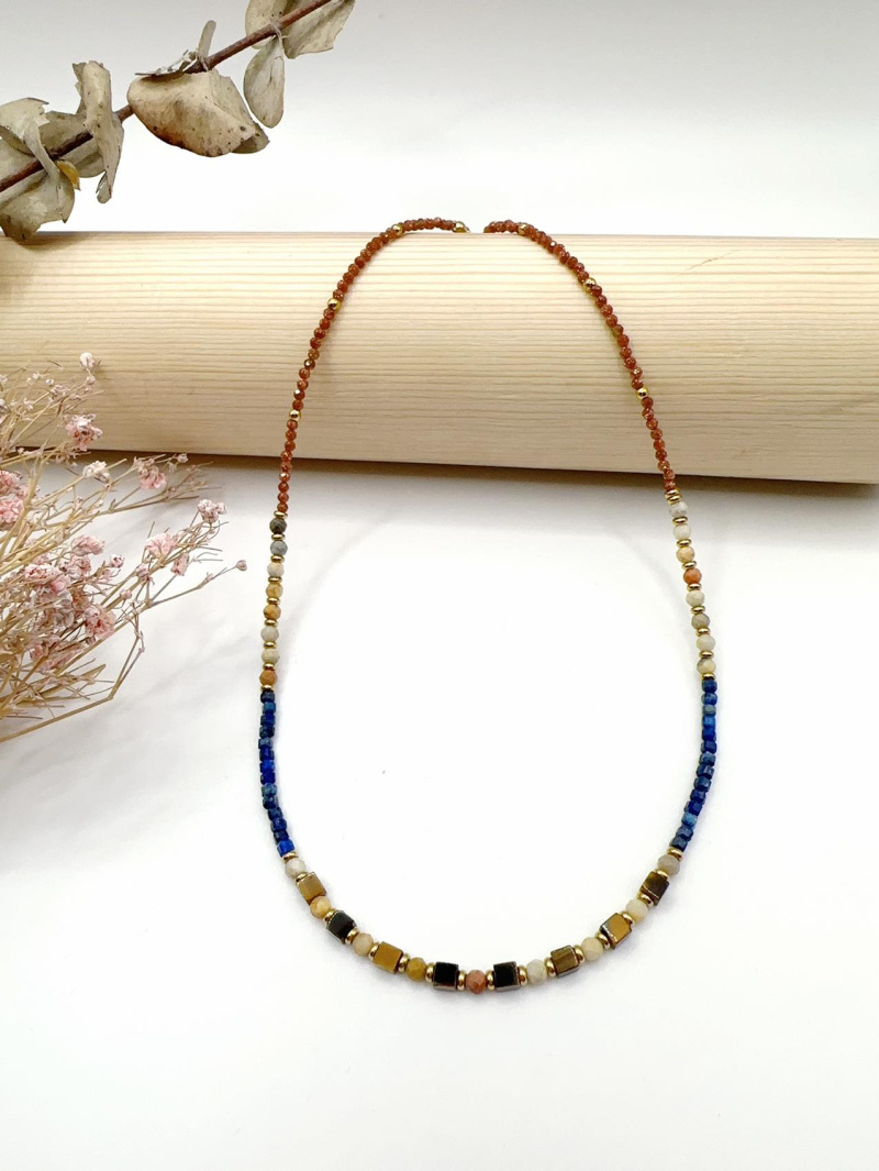 Mayorista H&T Bijoux - Collar de acero y piedras.