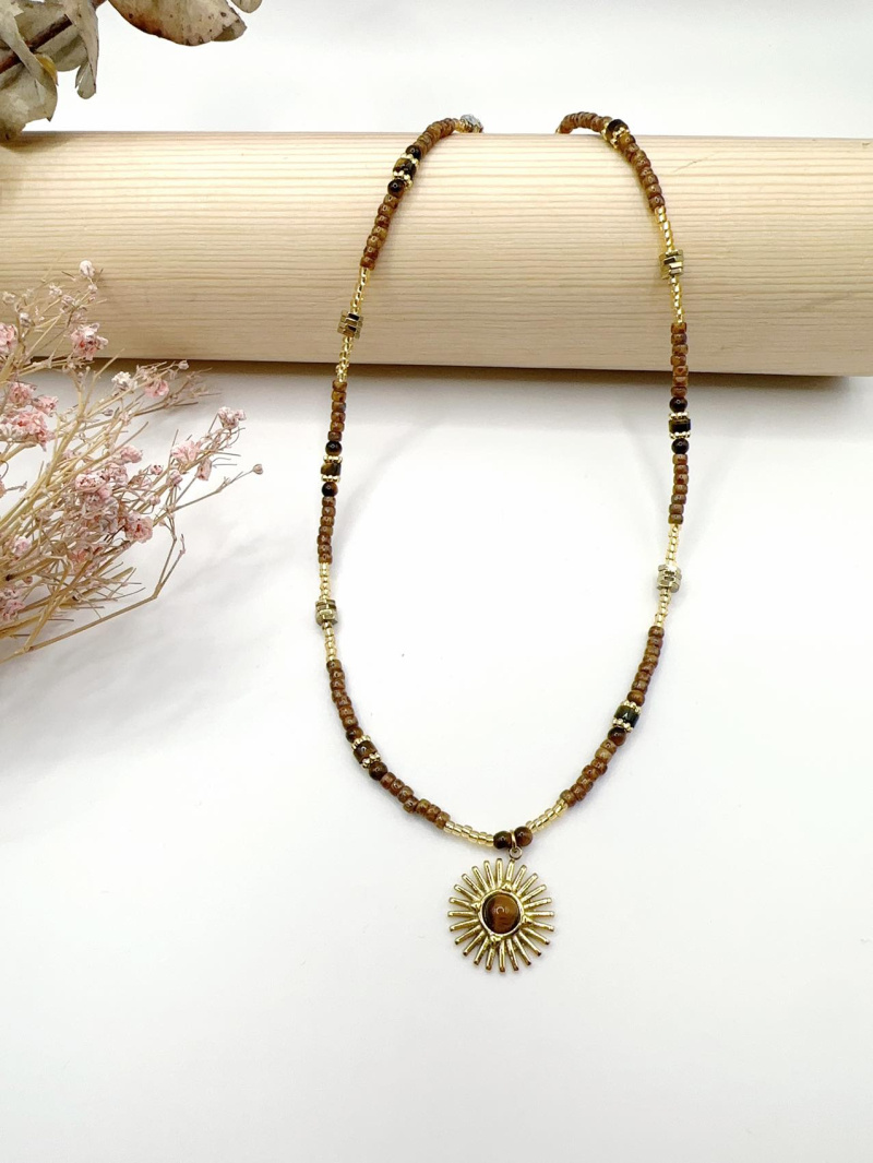 Mayorista H&T Bijoux - Collar de acero y piedras.