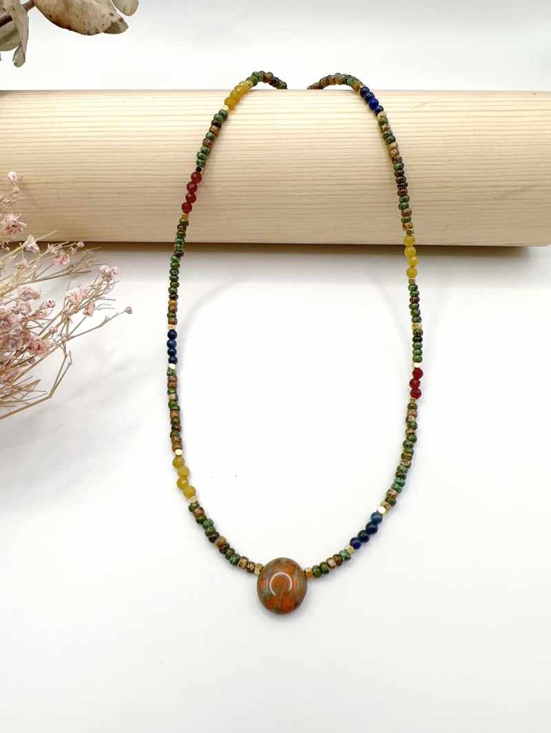 Mayorista H&T Bijoux - Collar de acero y piedras.