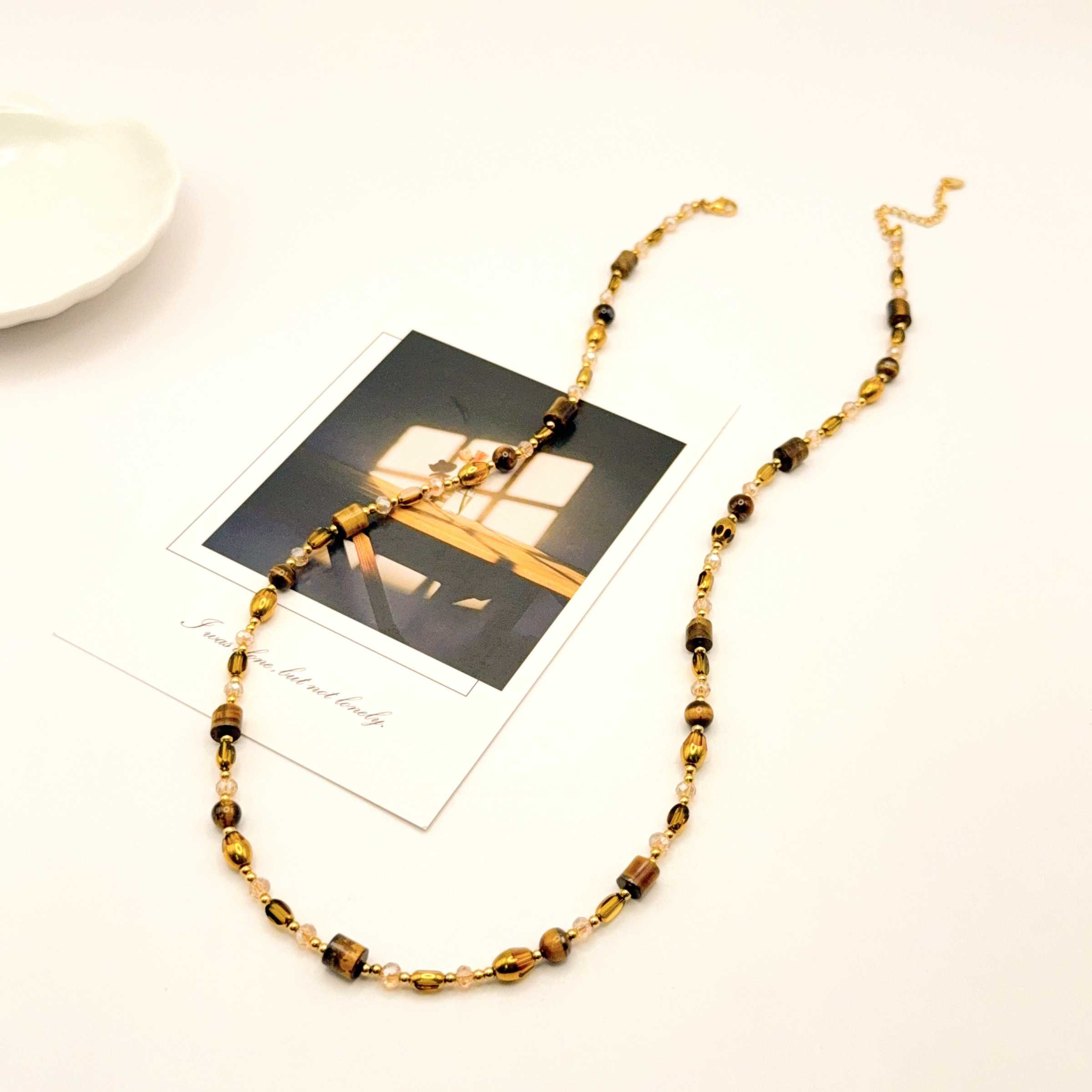 Grossiste H&T Bijoux - Collier en acier inoxydable et pierres naturelles.