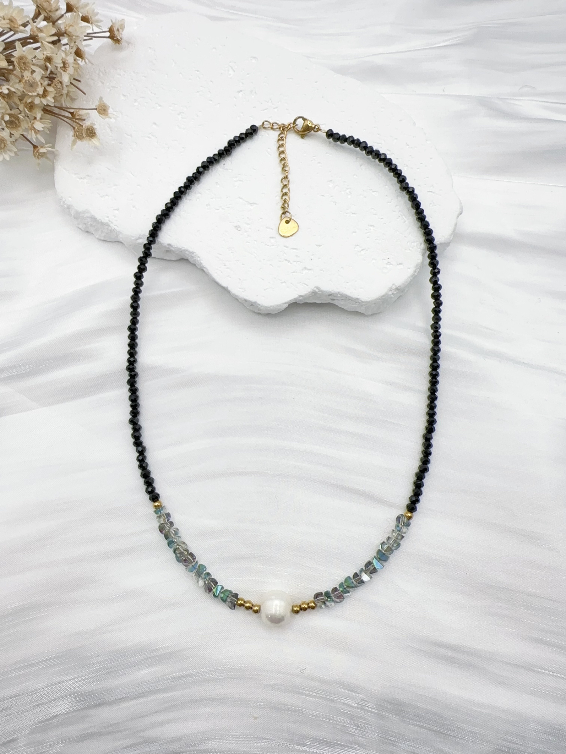 Mayorista H&T Bijoux - Collar de acero inoxidable con piedras naturales.