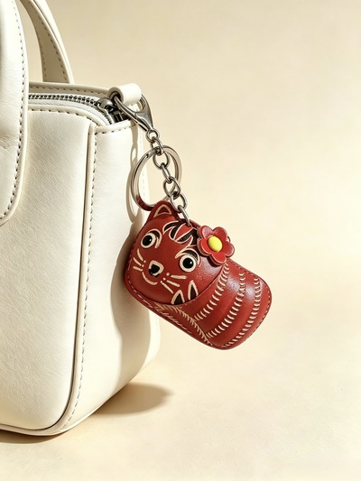 Wholesaler HANA BIJOUX - Leather keychain - cat Wholesaler HANA BIJOUX - Leather keychain - cat