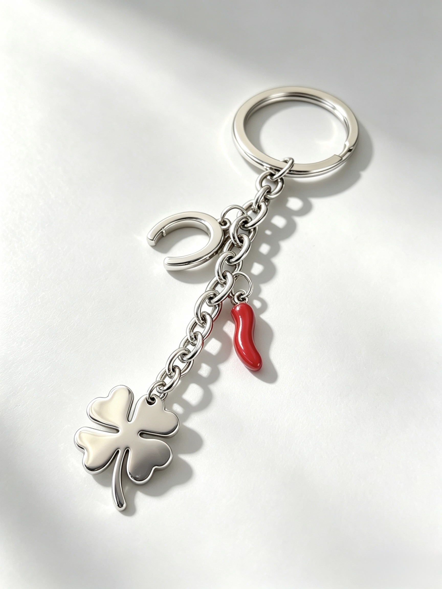 Mayorista HANA BIJOUX - Llavero Amuleto de la Suerte Trébol Escultural – Variante Oro / Plata