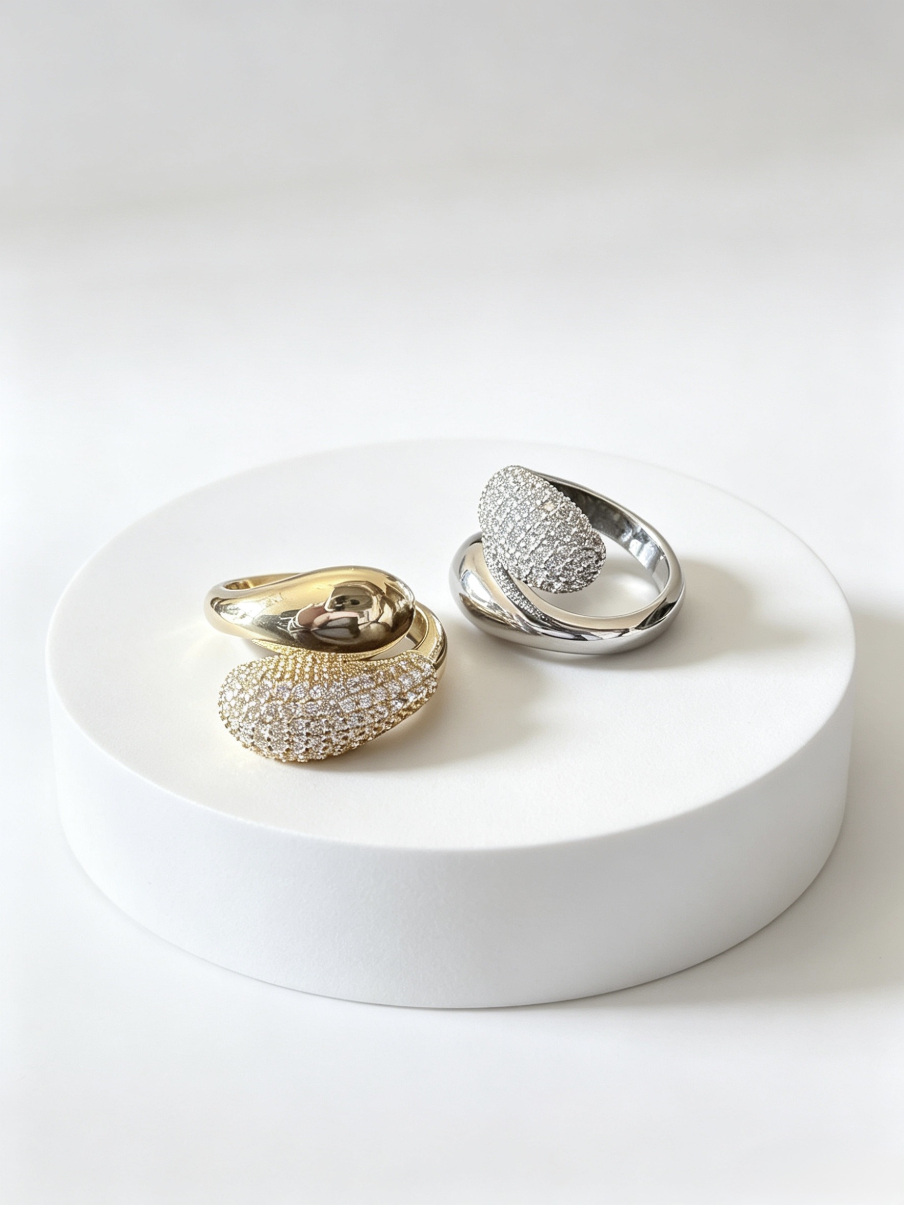 Mayorista HANA BIJOUX - Anillos cruzados abombados