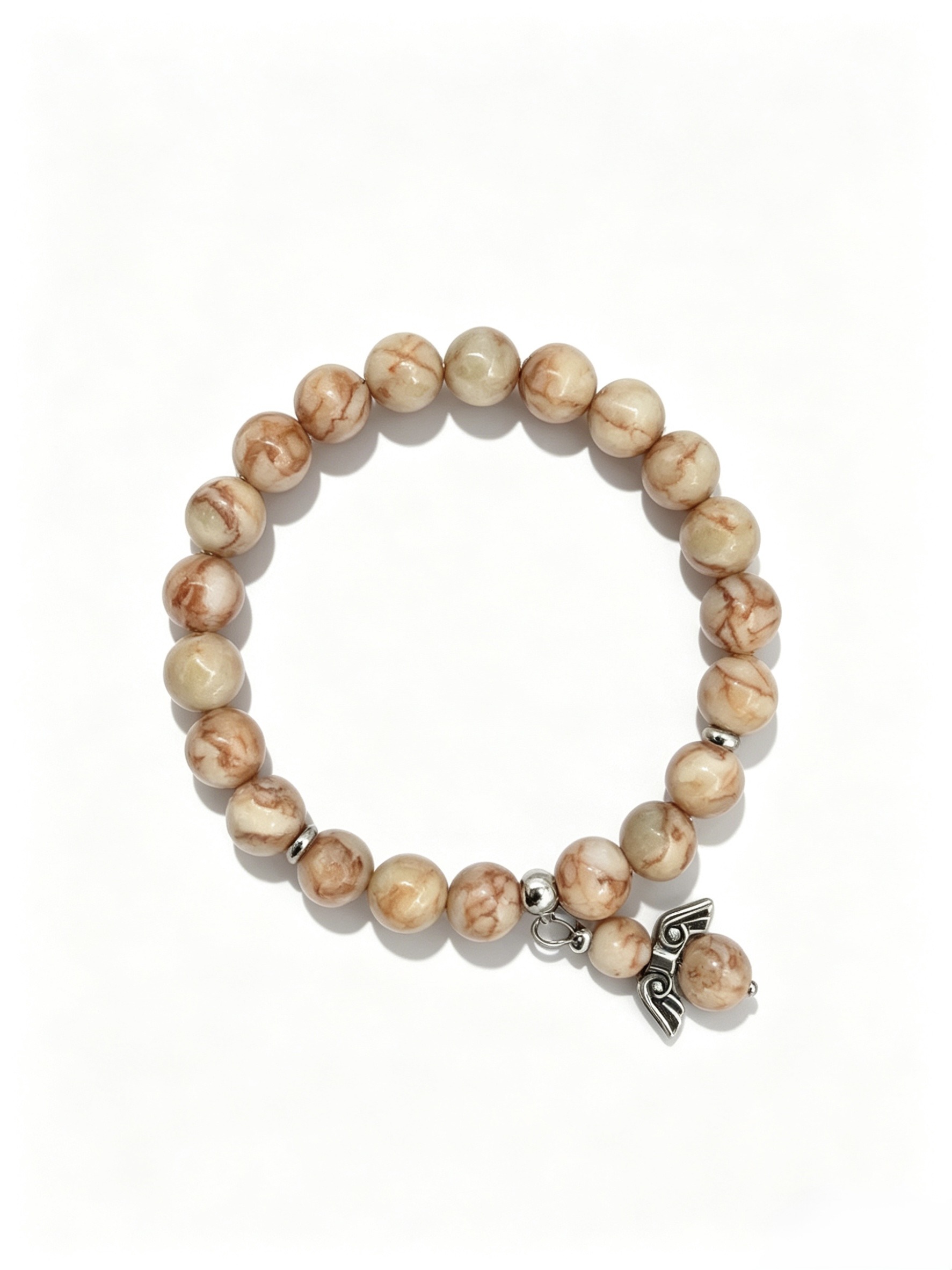 Wholesaler HANA BIJOUX - NATURAL STONE BRACELET: WHITE ONYX WITH RED VEINS