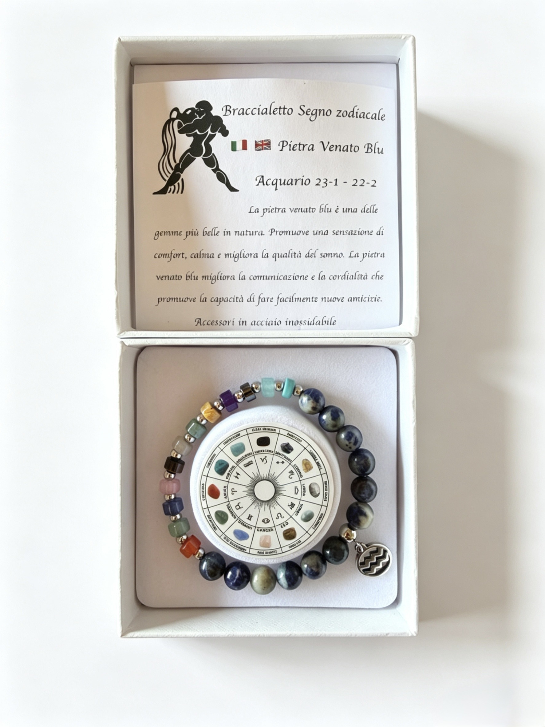Mayorista HANA BIJOUX - Pulsera Acuario Piedra veteada azul