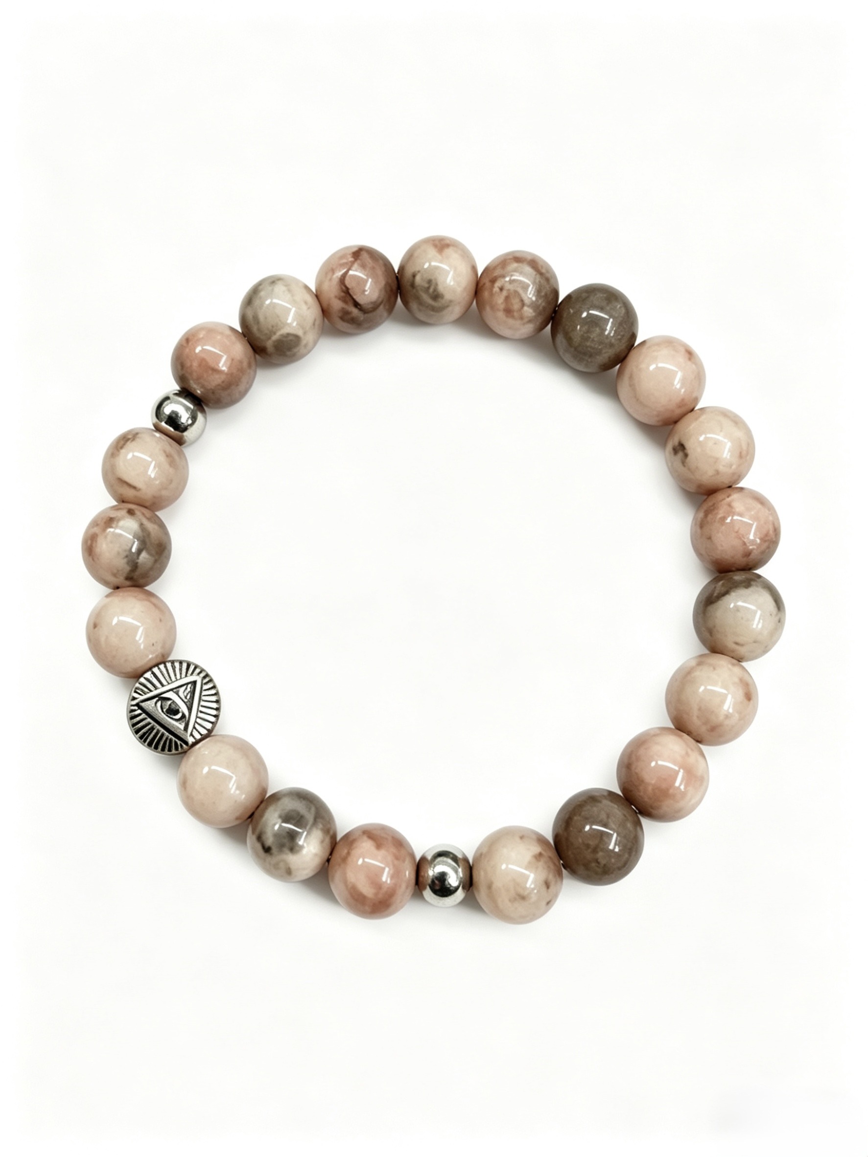 Wholesaler HANA BIJOUX - WOMEN'S BRACELET IN NATURAL STONE: PINK ZEBRA JASPER