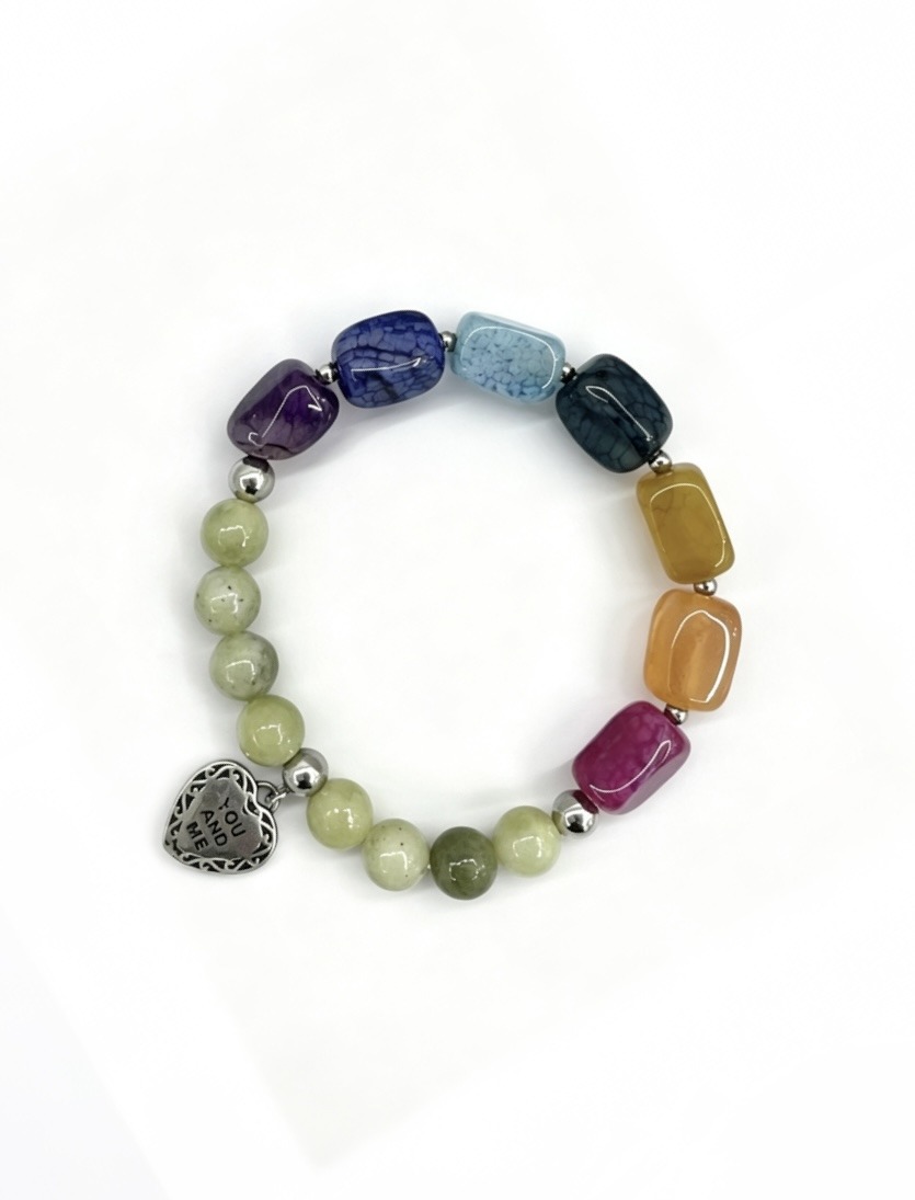 Wholesaler HANA BIJOUX - NATURAL STONE BRACELET: NEPHRITE JADE (YOU AND ME)