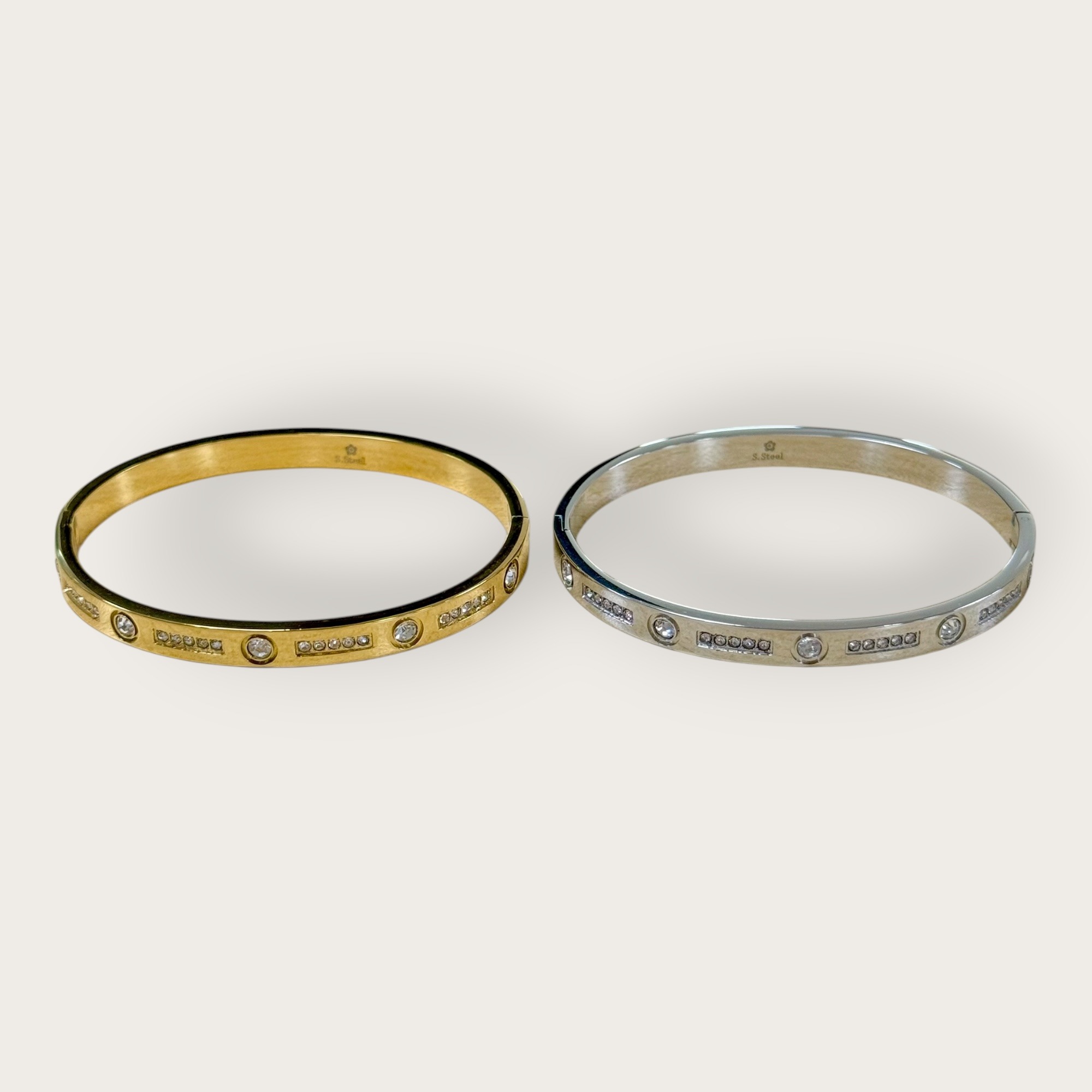 Wholesaler HANA BIJOUX - STEEL BANGLE WITH RHINESTONES