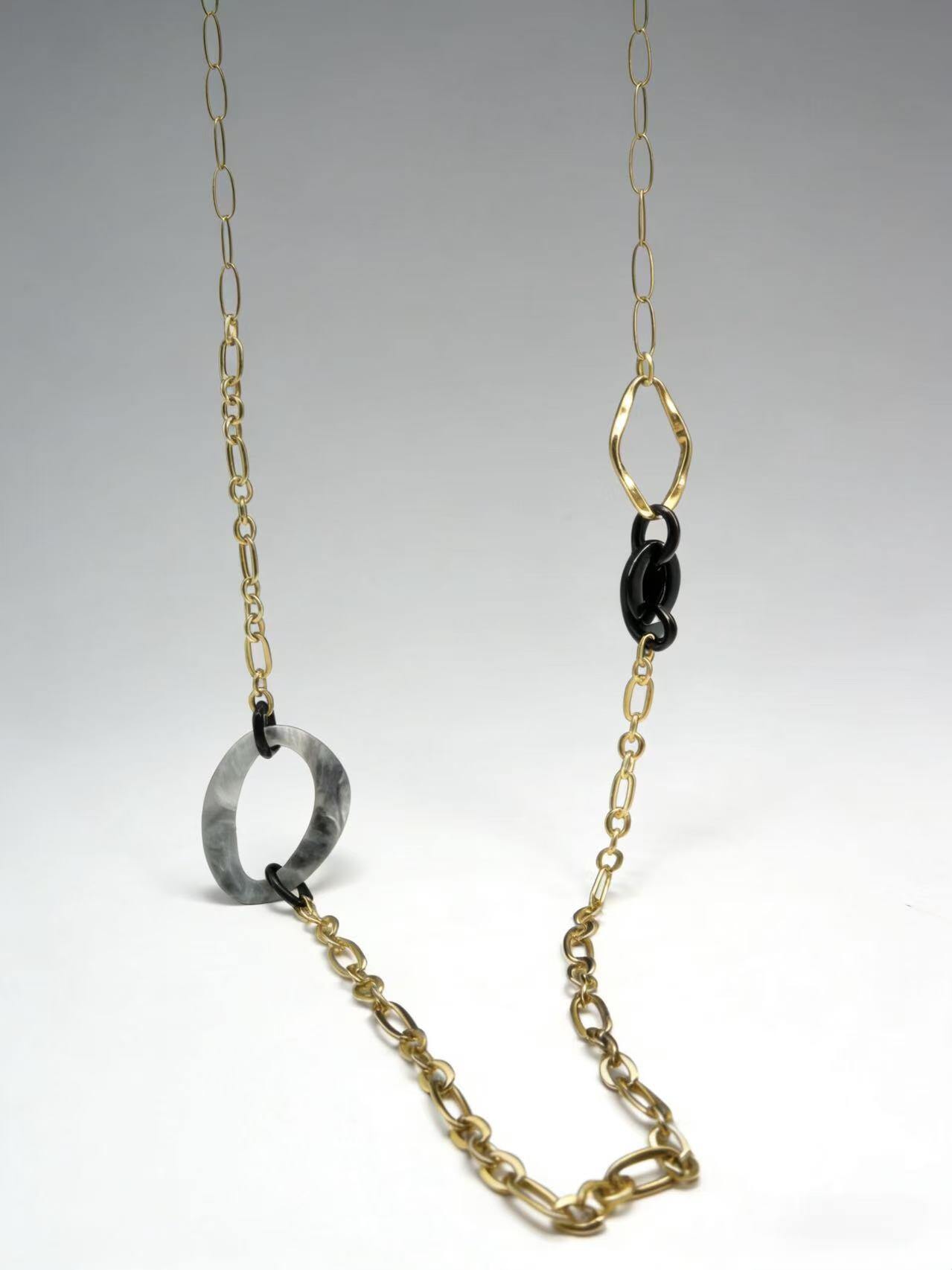 Wholesaler HANA BIJOUX - STEEL AND RESIN NECKLACE