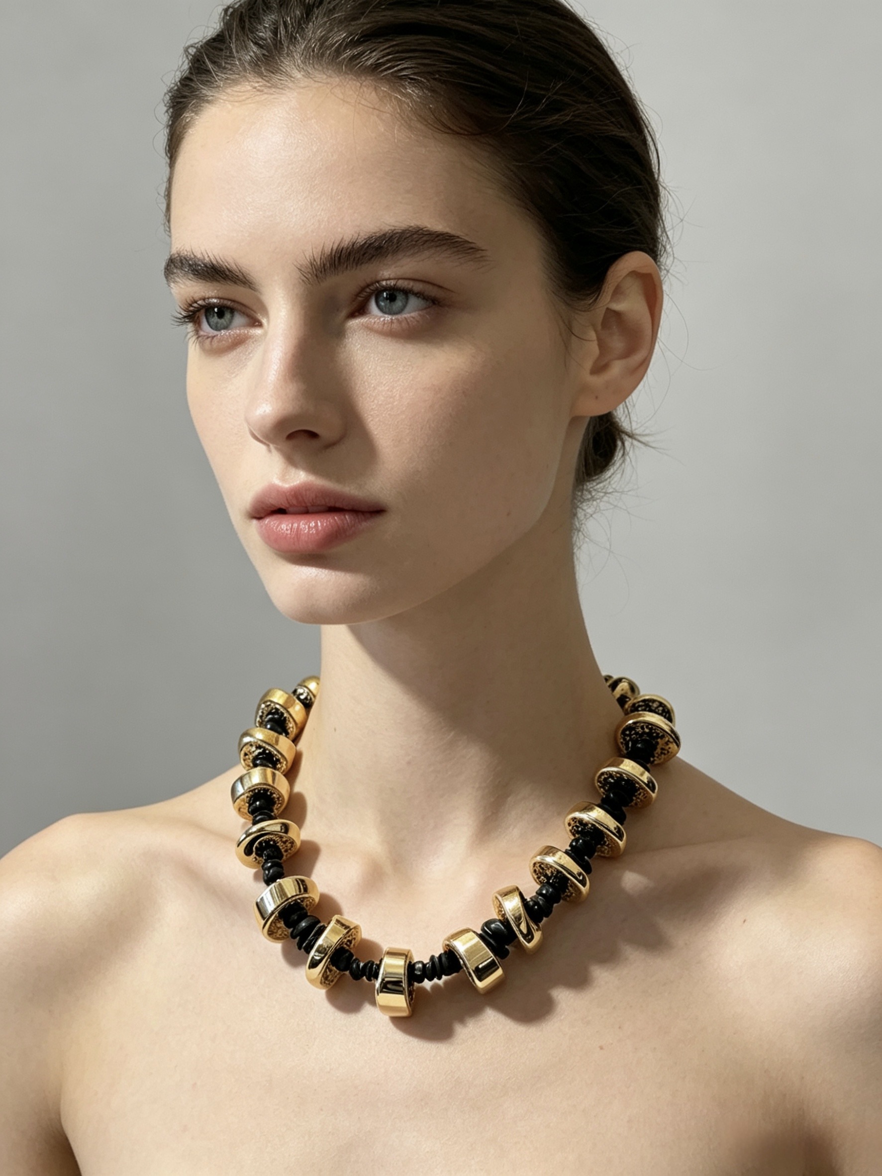 Mayorista HANA BIJOUX - Collar tipo choker con módulos escultóricos intercalados