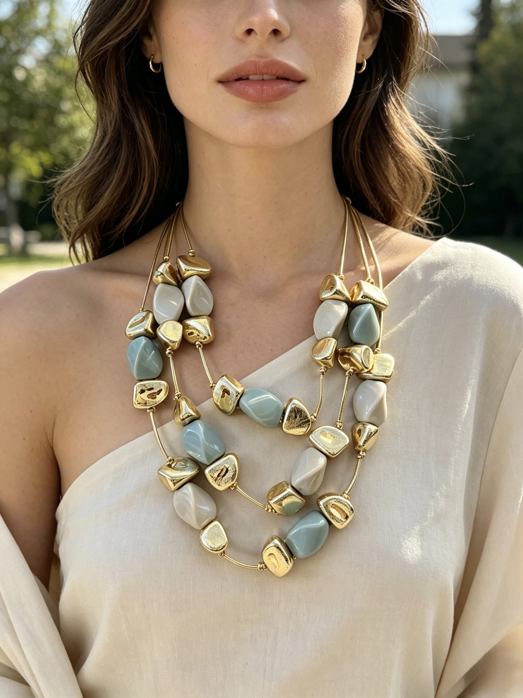 Mayorista HANA BIJOUX - Collar de múltiples hilos con pepitas irregulares
