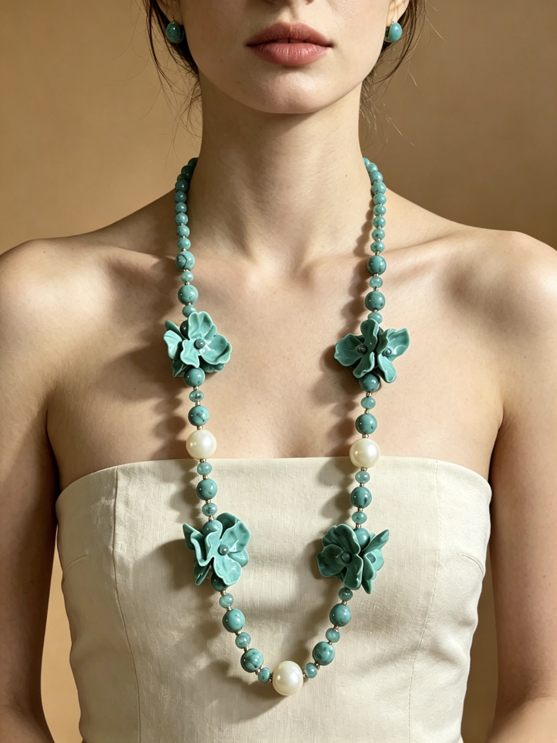 Wholesaler HANA BIJOUX - Maxi Flower Pearl Necklace