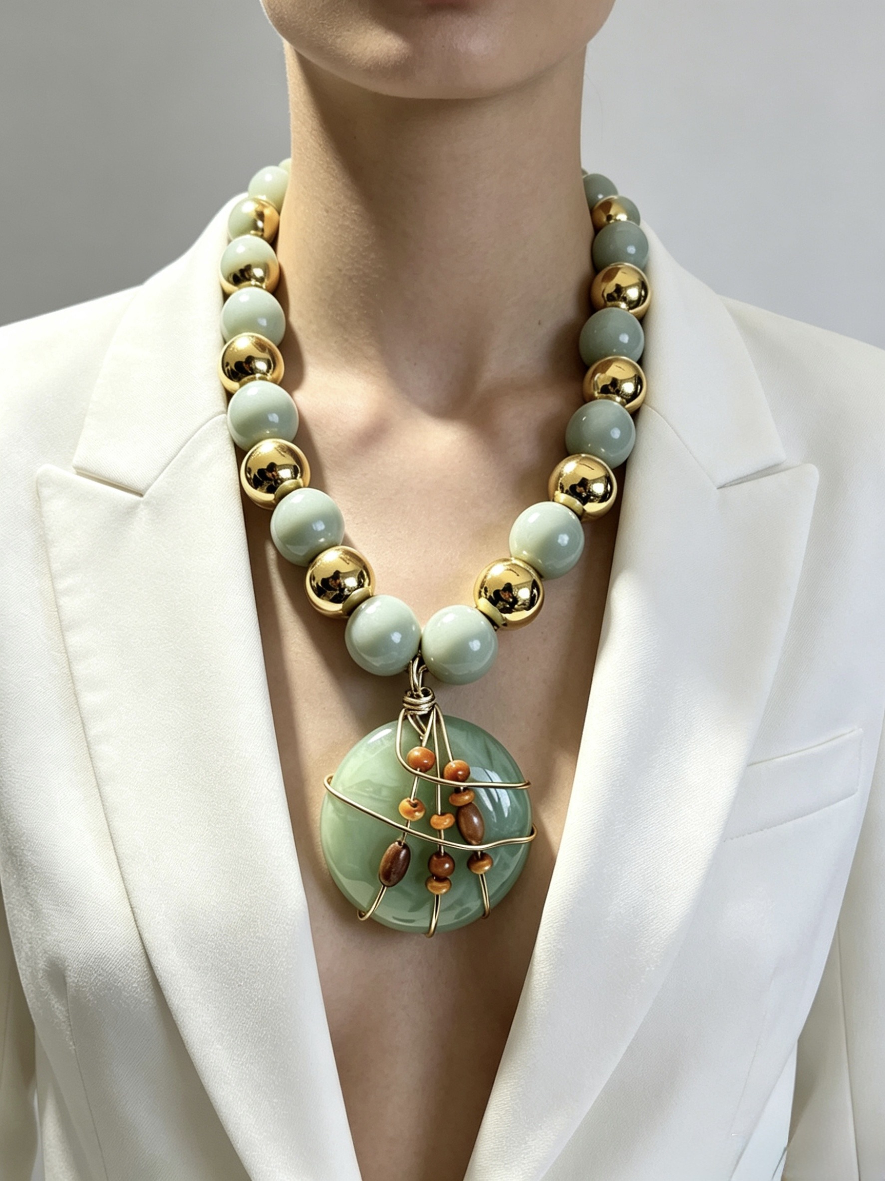 Mayorista HANA BIJOUX - Collar statement con gran colgante circular trenzado en el centro