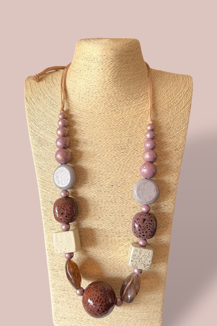 Wholesaler HANA BIJOUX - COLORED WOOD NECKLACE