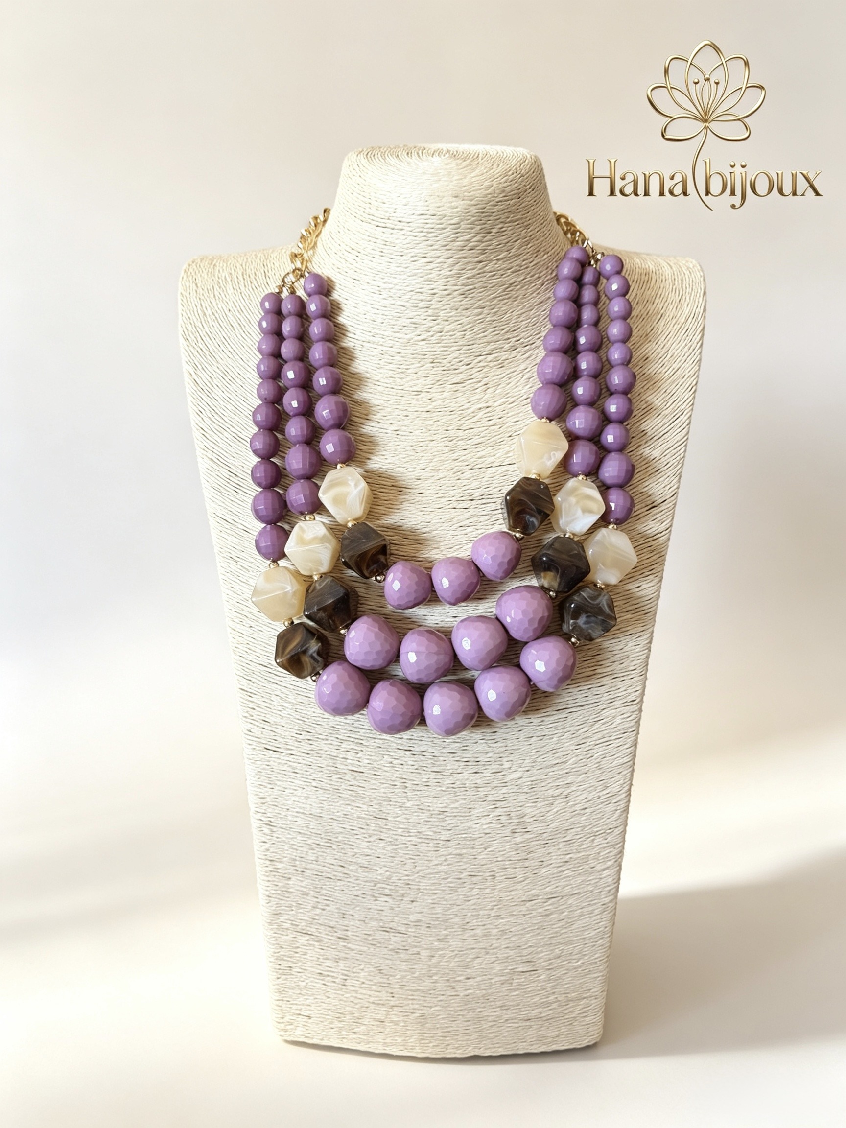 Grossiste HANA BIJOUX - Collier plastron multi-rangs géométrique