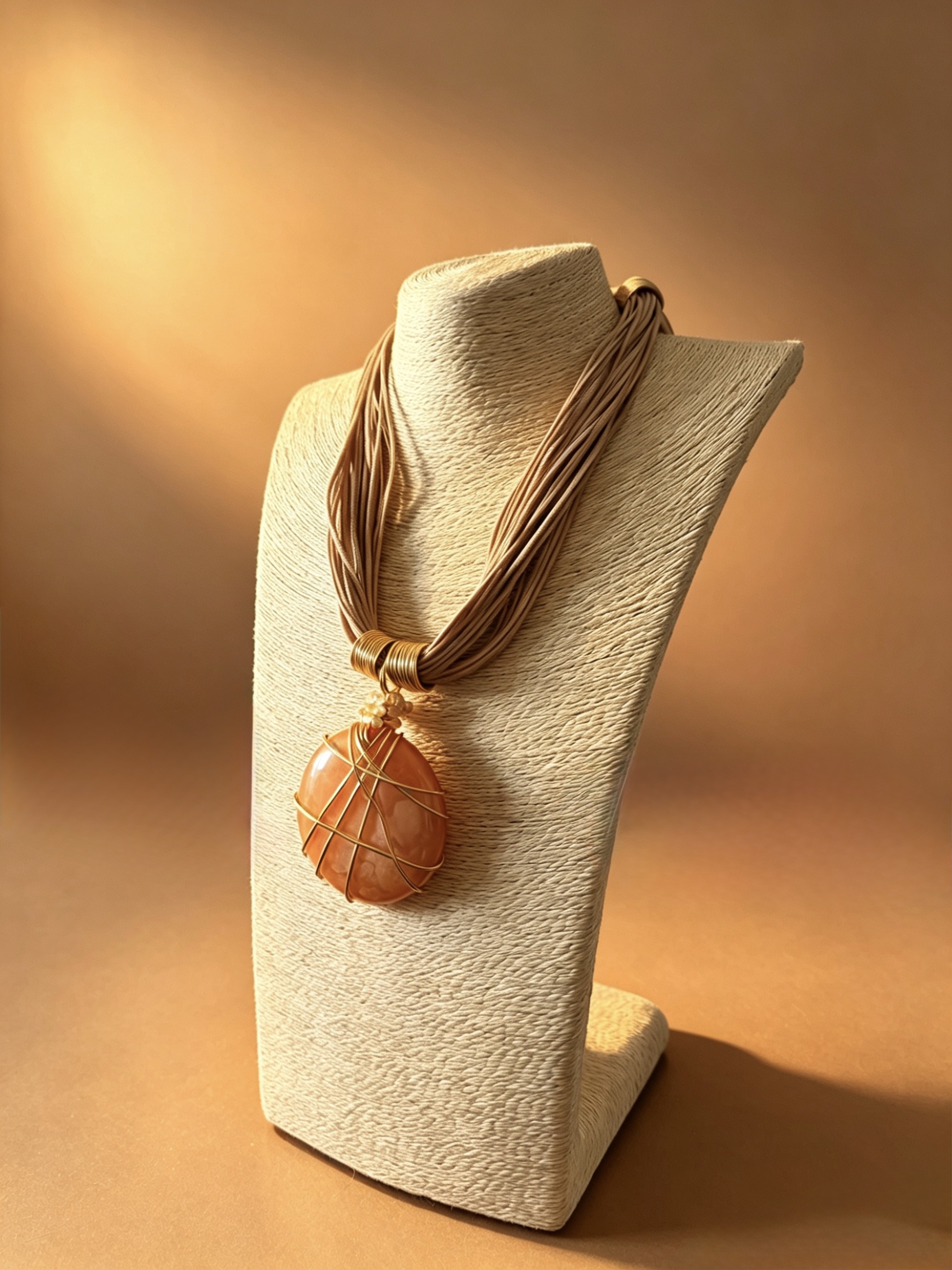 Wholesaler HANA BIJOUX - Ethnic-Chic Multi-Strand Necklace with Pi Disc Pendant in Wire Wrap and Golden Details