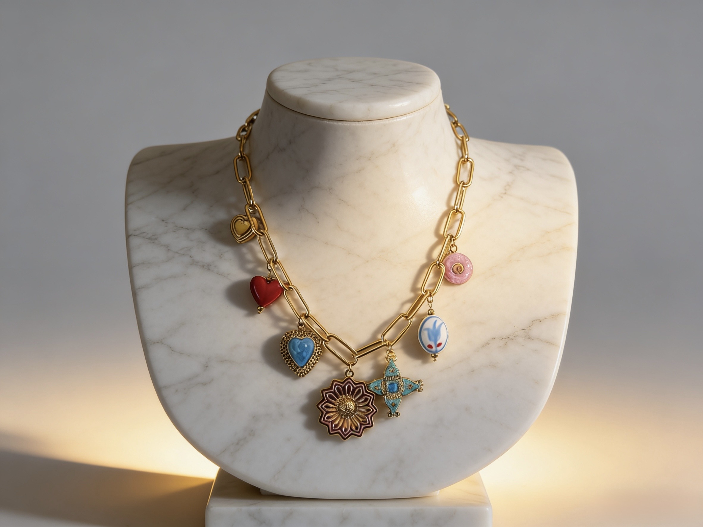 Wholesaler HANA BIJOUX - STEEL NECKLACE WITH FANTASY CHARMS