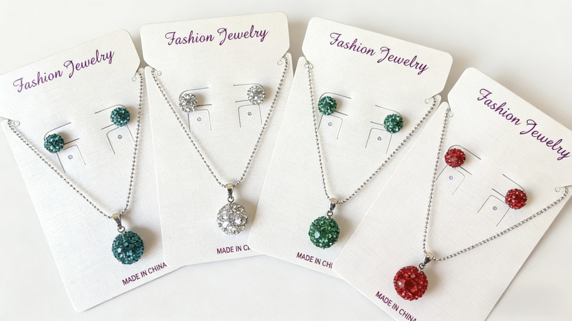 Wholesaler HANA BIJOUX - NECKLACE + SPHERE EARRINGS SET WITH RHINESTONES