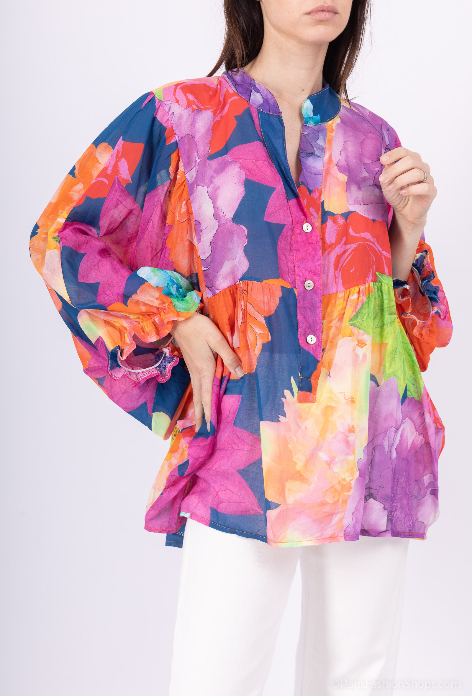 Grossiste Happy Look - Blouse Fleurie en Voile de Coton – Légèreté & Féminité
