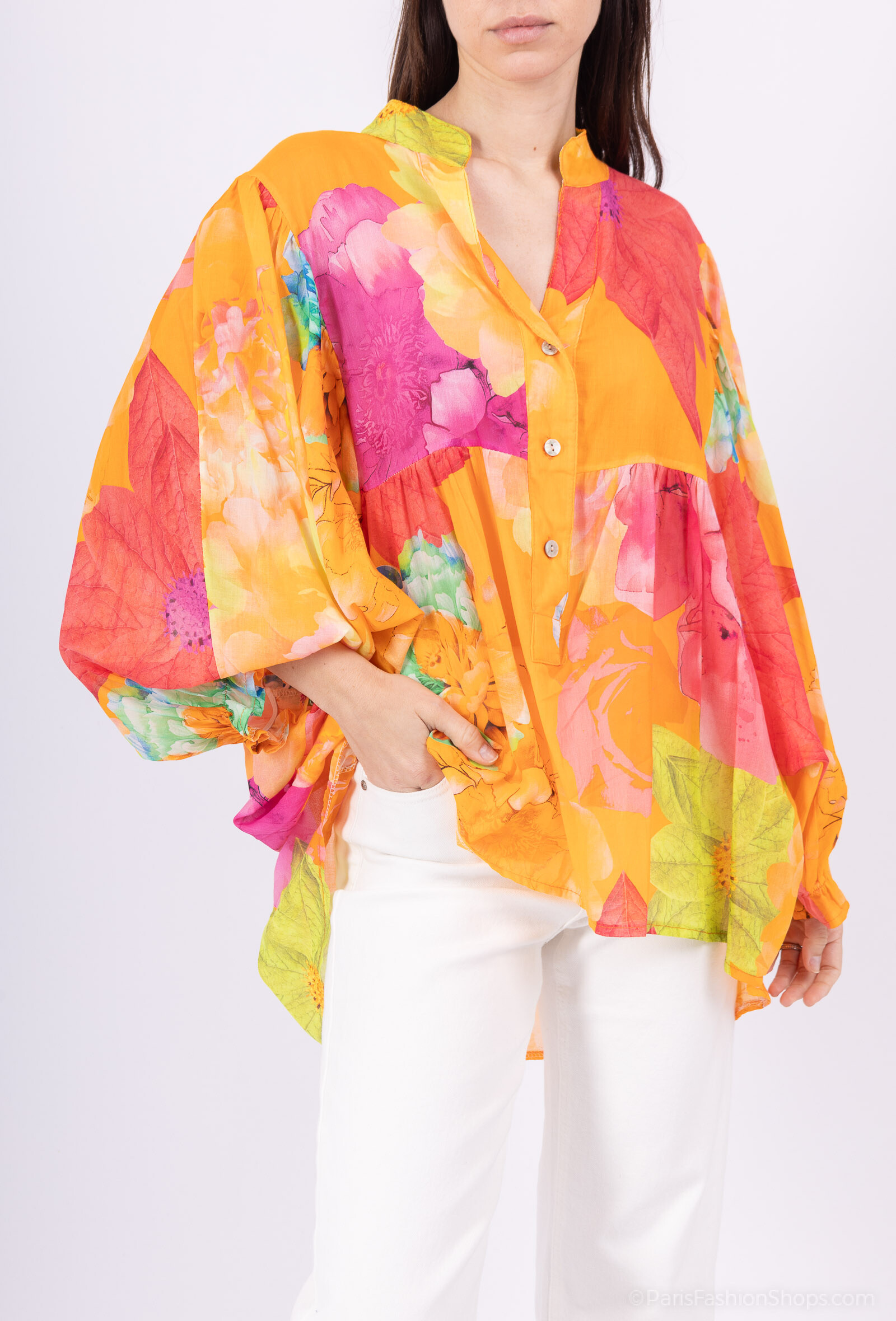Wholesaler Happy Look - Fleurie blouse in cotton sail - lightness & femininity