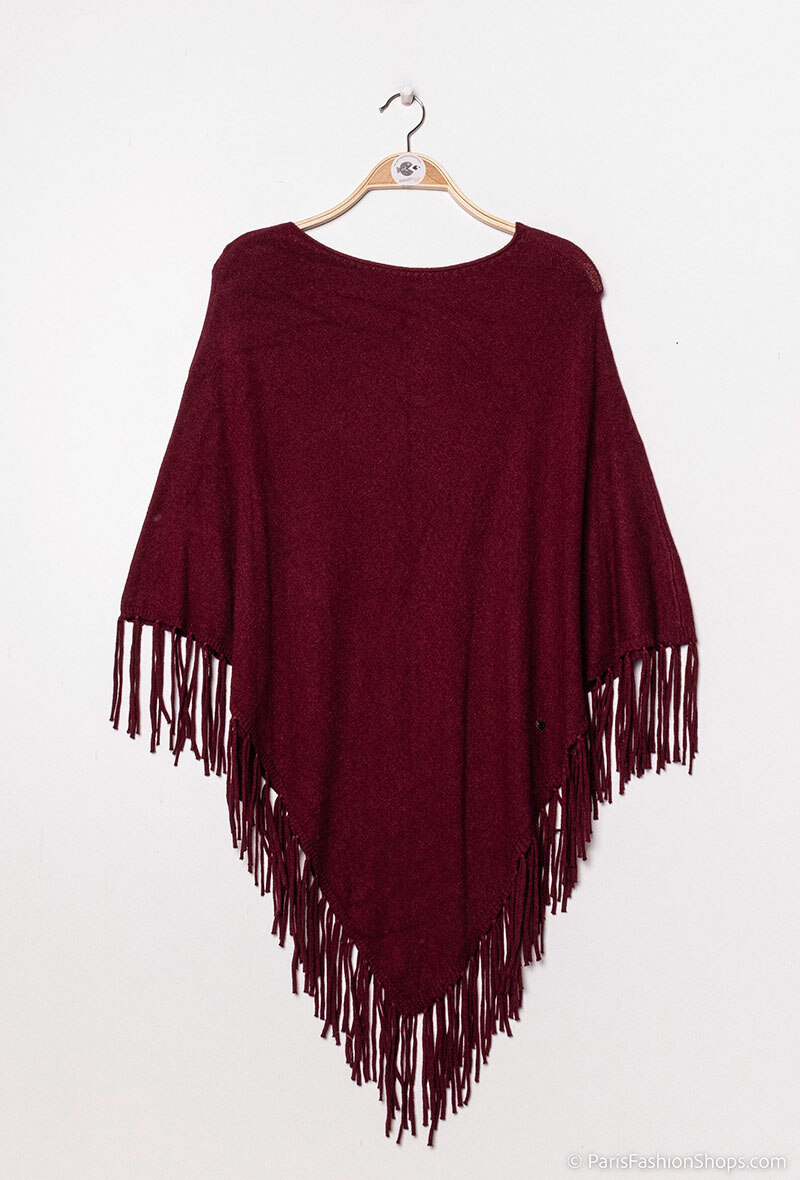 Grossista Happy Look - Poncho Donna in Maglia con Frange – Look Boho Chic