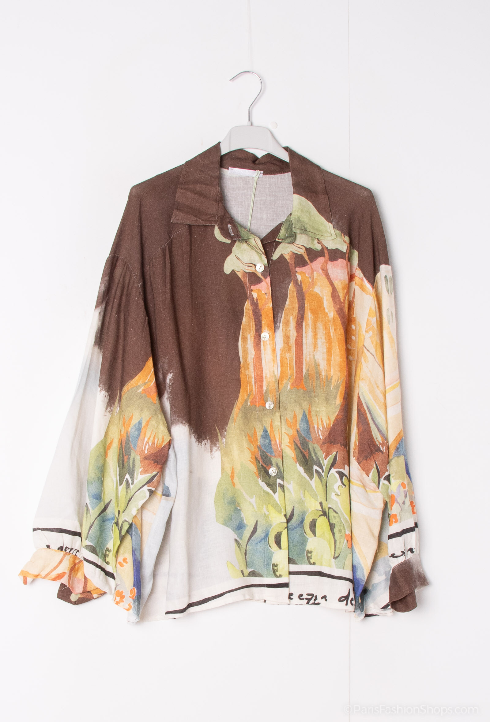 Grossiste Happy Look - Chemise Oversize en Lin Imprimée – Style Décontracté et Élégant
