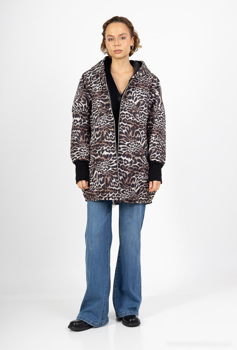 Grossiste Happy Look - Doudoune oversize imprimée léopard JASMIN