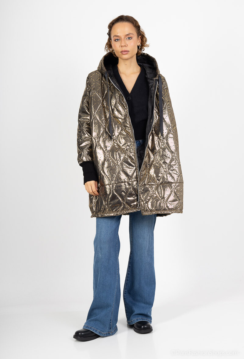 Grossiste Happy Look - Doudoune oversize imprimée métalisé OXXY