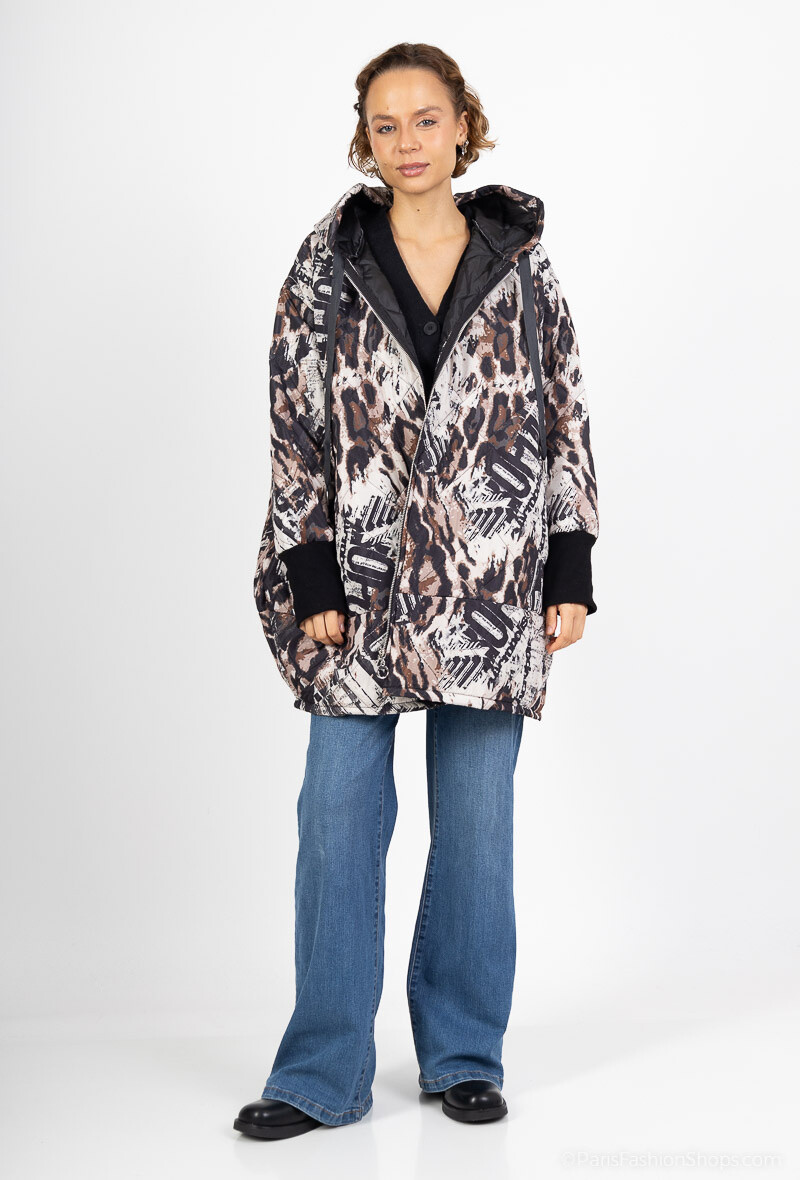 Grossiste Happy Look - Doudoune oversize imprimée écriture. OXXY