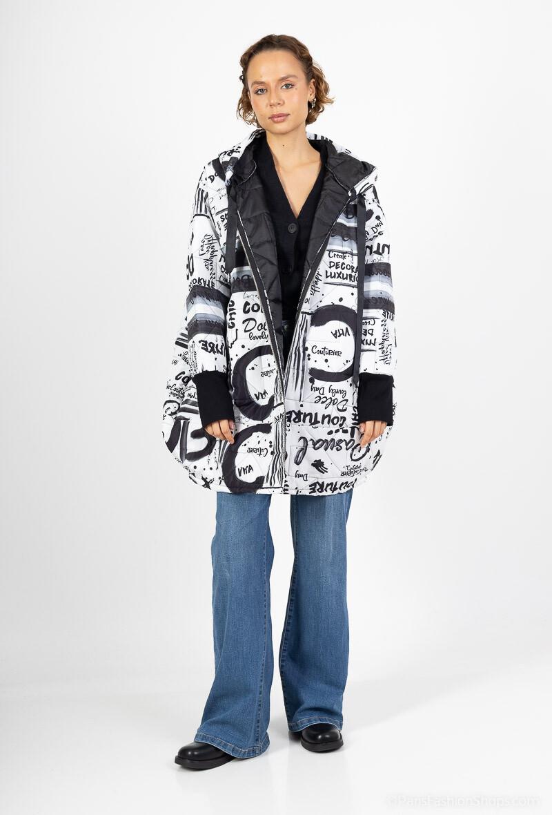 Grossiste Happy Look - Doudoune oversize imprimée écriture. OXXY