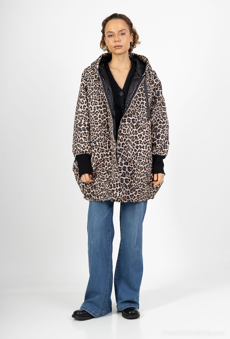 Grossiste Happy Look - Doudoune oversize imprimée léopard. OXXY