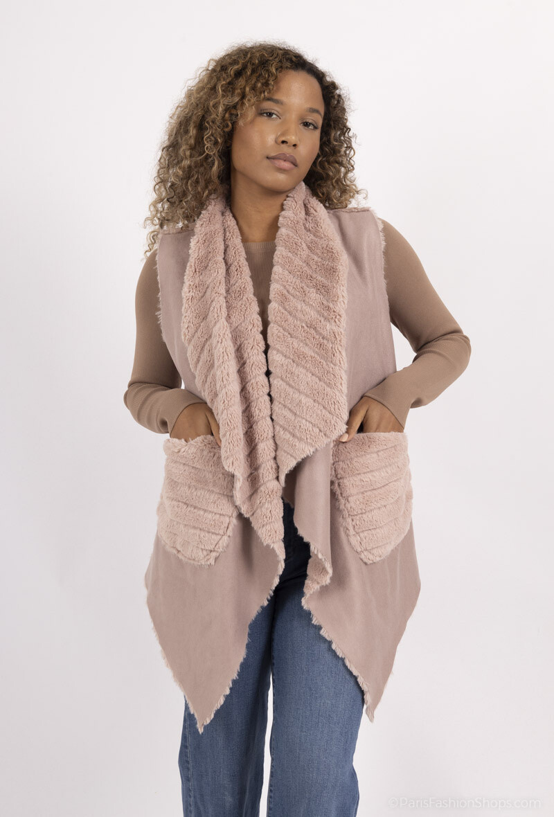 Grossiste Happy Look - Gilet sans manches fausse fourrure Lulu
