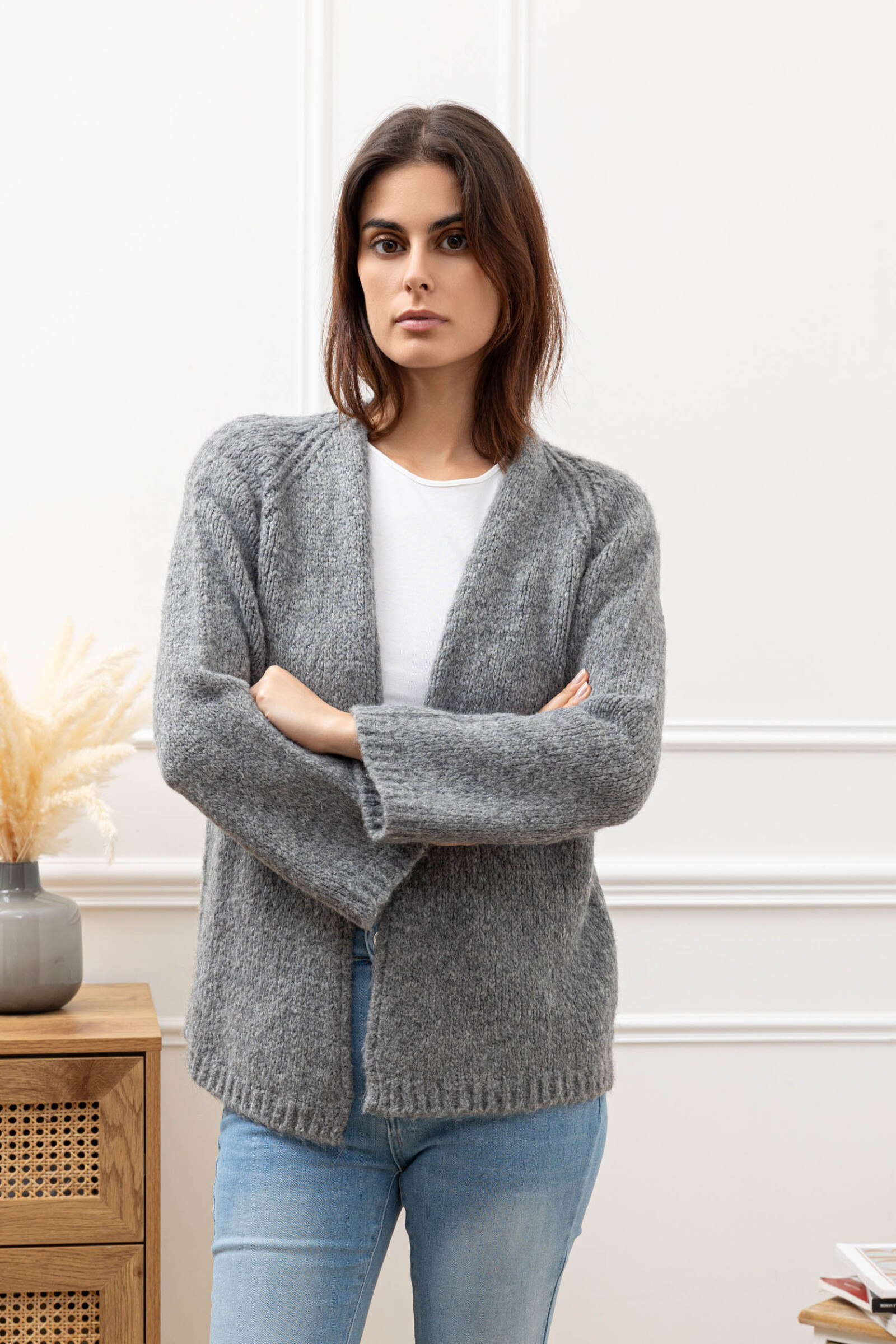 Grossiste Happy Look - Gilet ouvert en laine mélangé BELLE