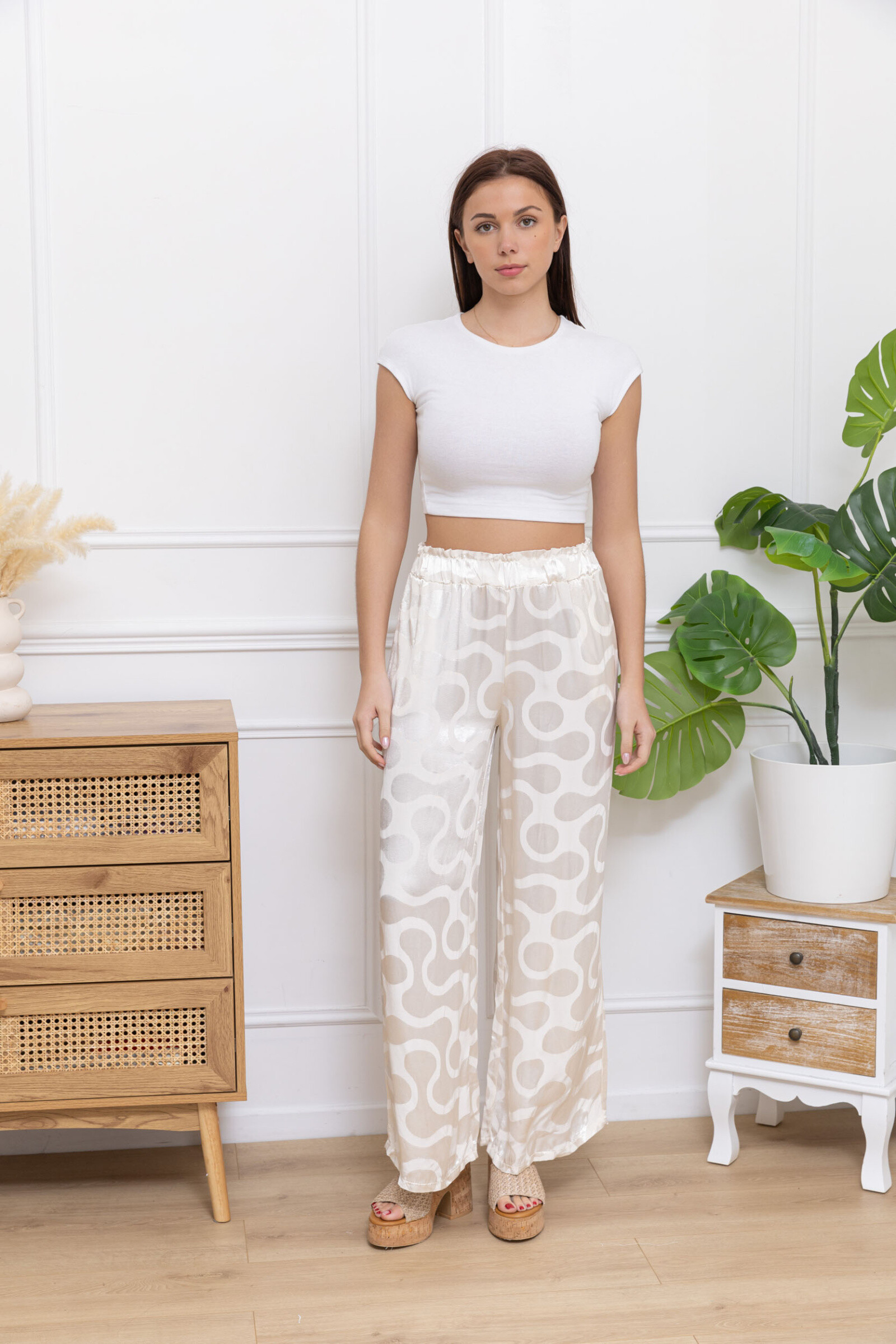 Großhändler Happy Look - Große Flüssigkeitshosen mit Muster