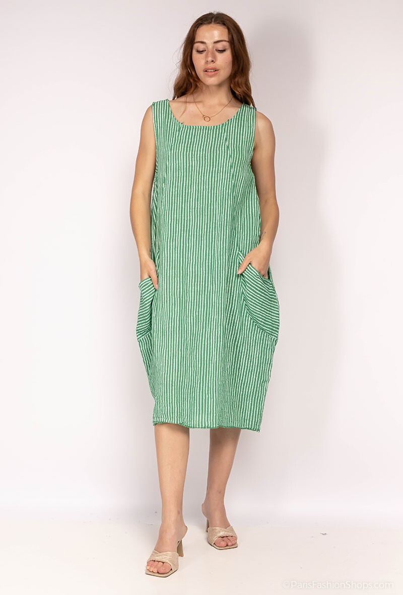 Grossiste Happy Look - Robe en coton rayée – Confort et style au quotidien
