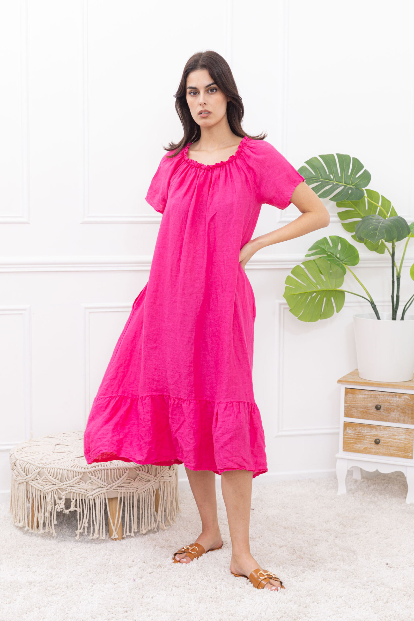 Grossiste Happy Look - Robe longue en lin