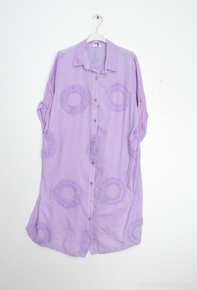 Grossista Happy Look - Abito da camicia a vela di cotone a metà lungo