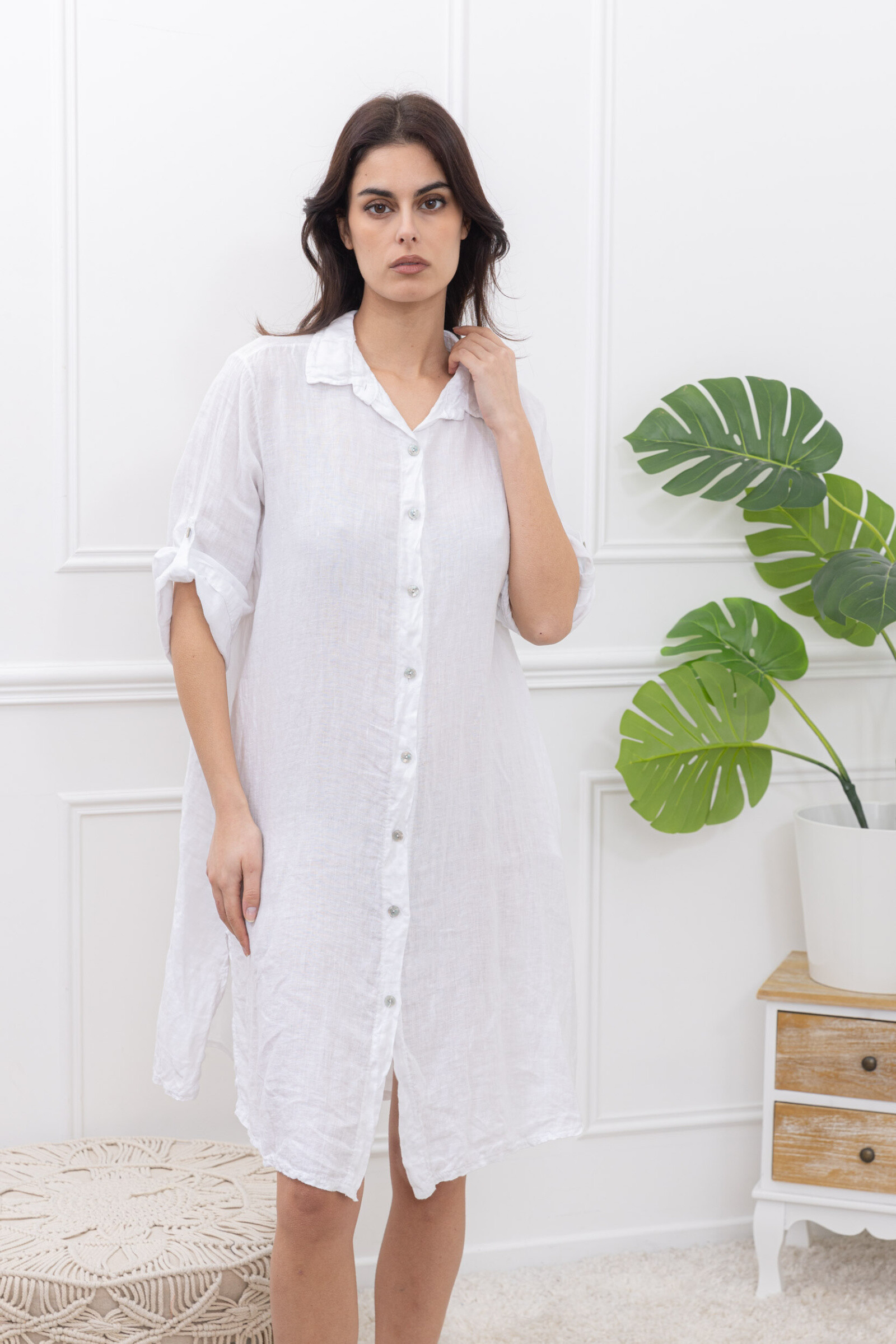 Großhändler Happy Look - Mid-Long Leinen hohe Kleidernatürlichkeit Eleganz und absoluter Komfort