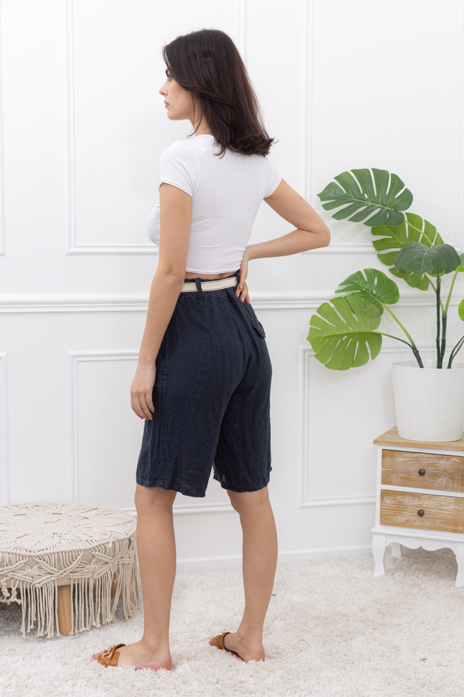 Großhändler Happy Look - Leinen-Bermuda-Shorts - Komfort und Leichtigkeit für den Sommer