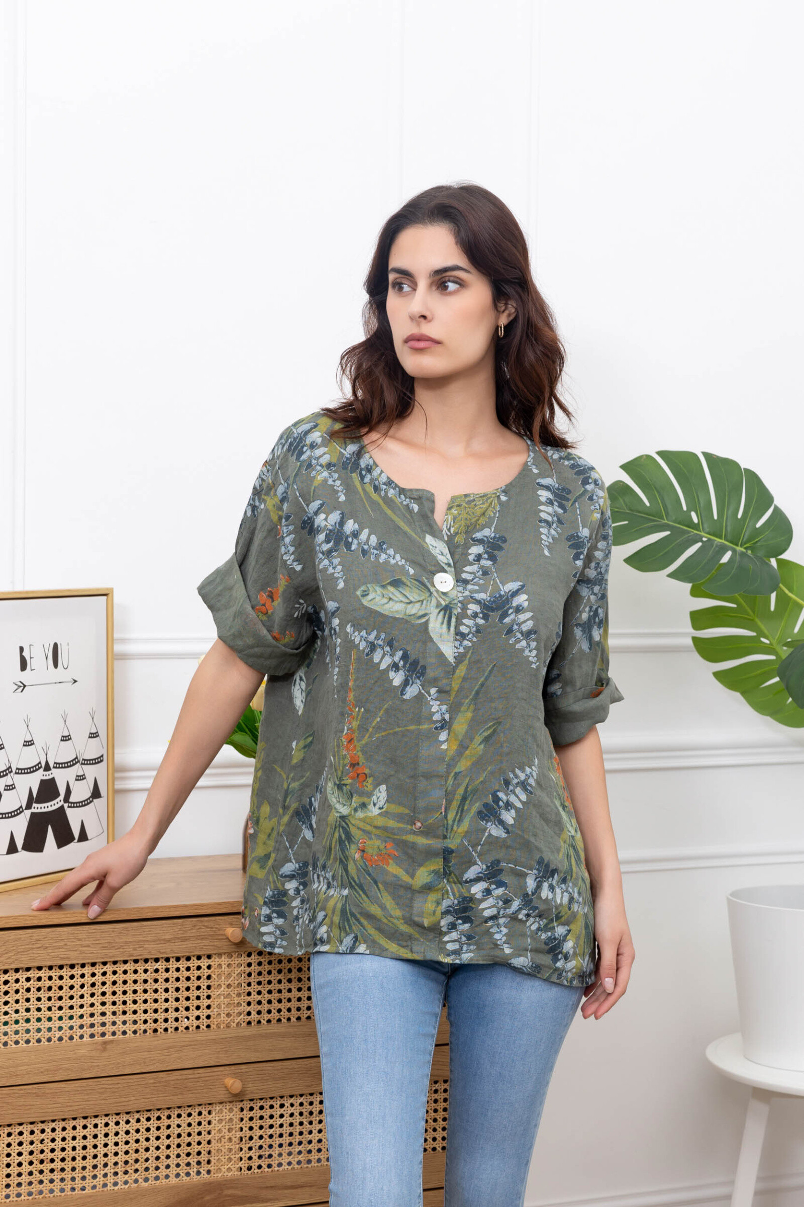 Wholesaler Happy Look - Floral print line with v -neck