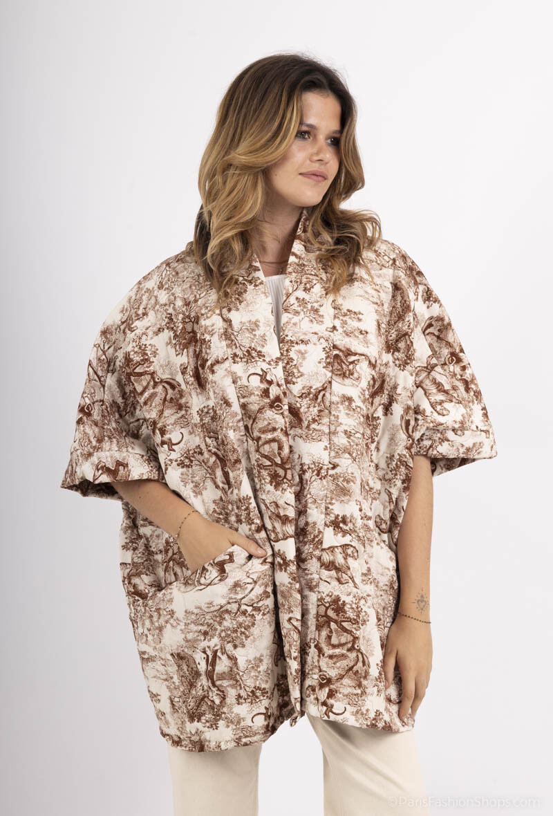 Grossiste Happy Look - Veste oversize matelassé imprimée arbre